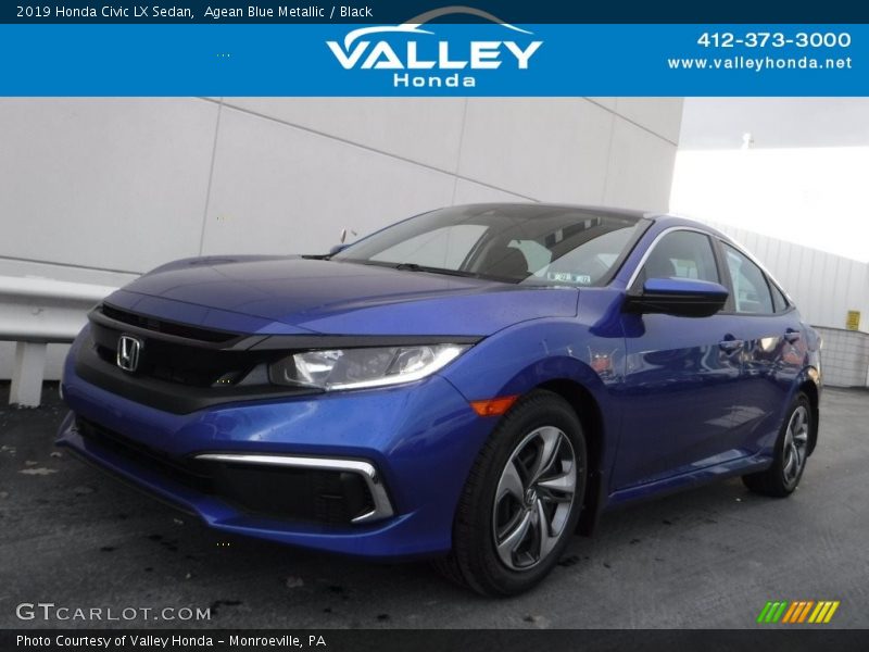 Agean Blue Metallic / Black 2019 Honda Civic LX Sedan