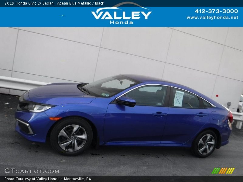 Agean Blue Metallic / Black 2019 Honda Civic LX Sedan