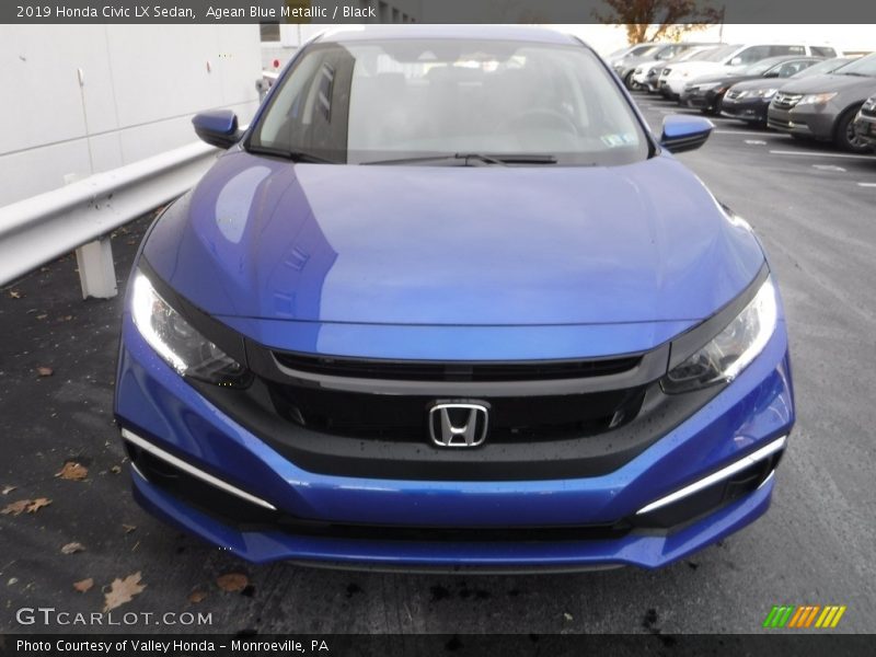 Agean Blue Metallic / Black 2019 Honda Civic LX Sedan
