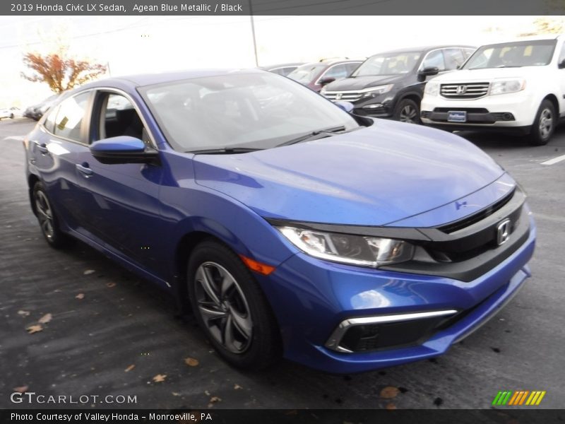 Agean Blue Metallic / Black 2019 Honda Civic LX Sedan