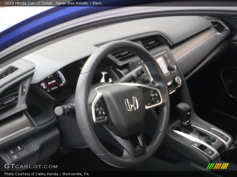 Agean Blue Metallic / Black 2019 Honda Civic LX Sedan