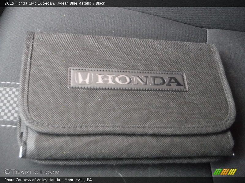 Agean Blue Metallic / Black 2019 Honda Civic LX Sedan