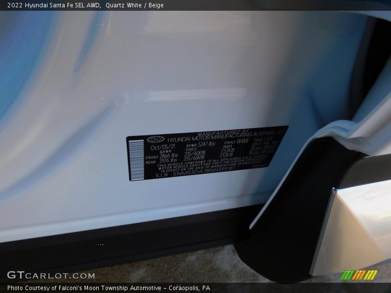 Quartz White / Beige 2022 Hyundai Santa Fe SEL AWD