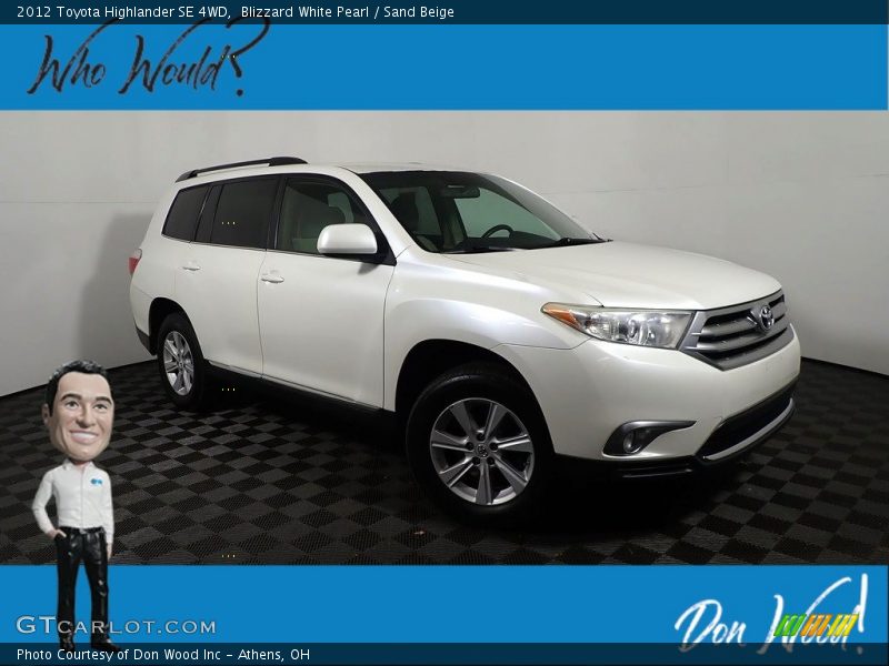 Blizzard White Pearl / Sand Beige 2012 Toyota Highlander SE 4WD