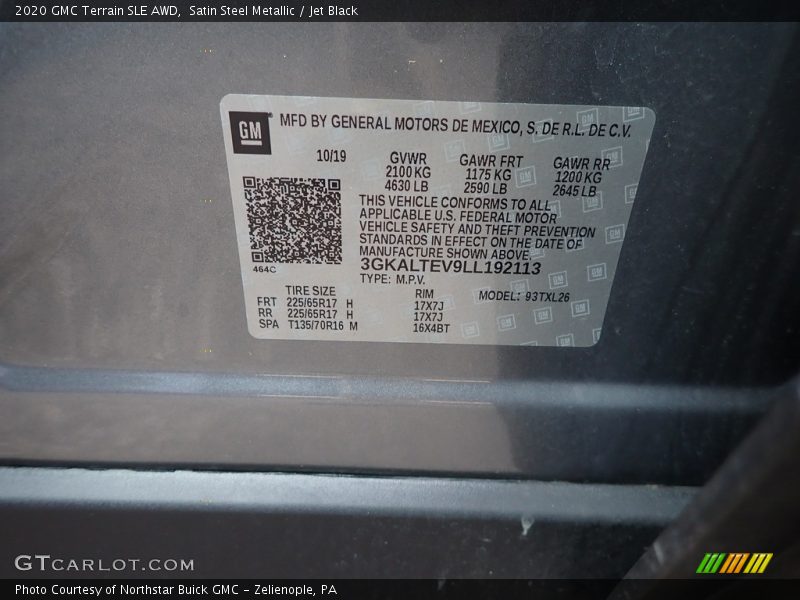 Satin Steel Metallic / Jet Black 2020 GMC Terrain SLE AWD
