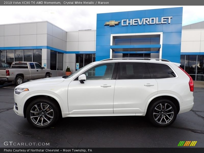 Crystal White Metallic / Maroon 2019 Volvo XC90 T6 AWD Momentum