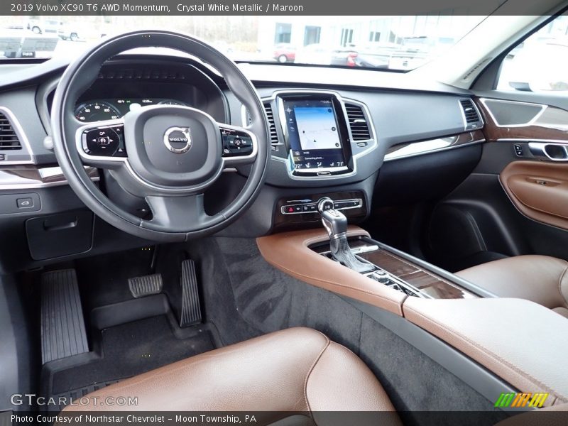Crystal White Metallic / Maroon 2019 Volvo XC90 T6 AWD Momentum