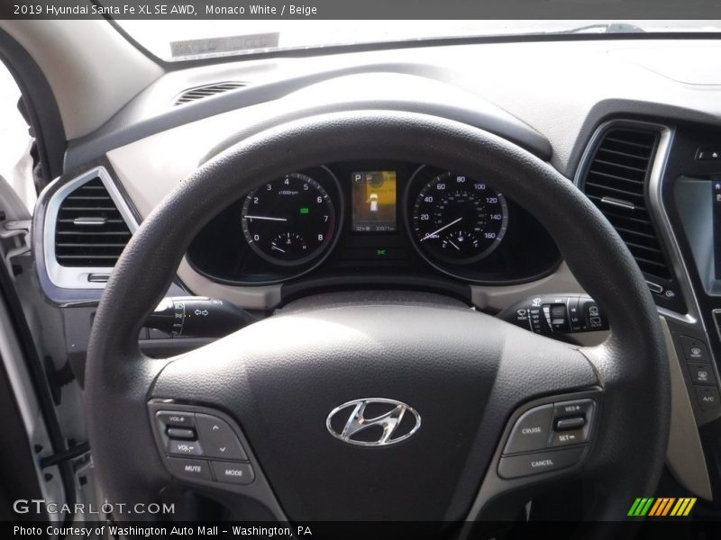 Monaco White / Beige 2019 Hyundai Santa Fe XL SE AWD
