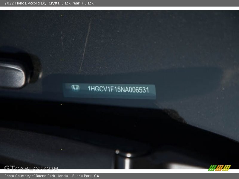 Crystal Black Pearl / Black 2022 Honda Accord LX