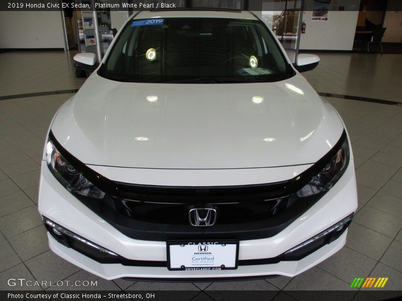 Platinum White Pearl / Black 2019 Honda Civic EX Sedan