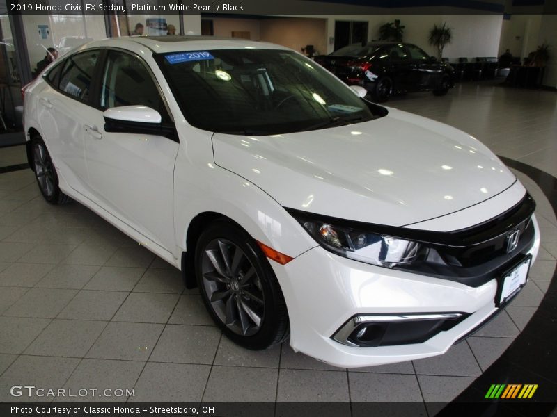 Platinum White Pearl / Black 2019 Honda Civic EX Sedan