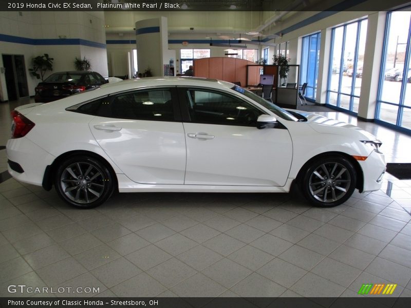 Platinum White Pearl / Black 2019 Honda Civic EX Sedan