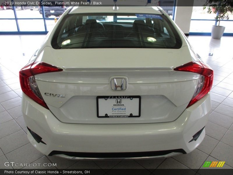 Platinum White Pearl / Black 2019 Honda Civic EX Sedan