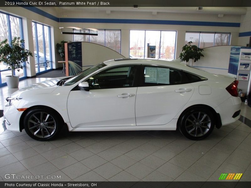 Platinum White Pearl / Black 2019 Honda Civic EX Sedan