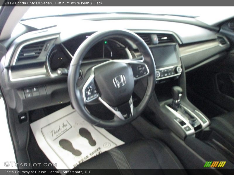 Platinum White Pearl / Black 2019 Honda Civic EX Sedan