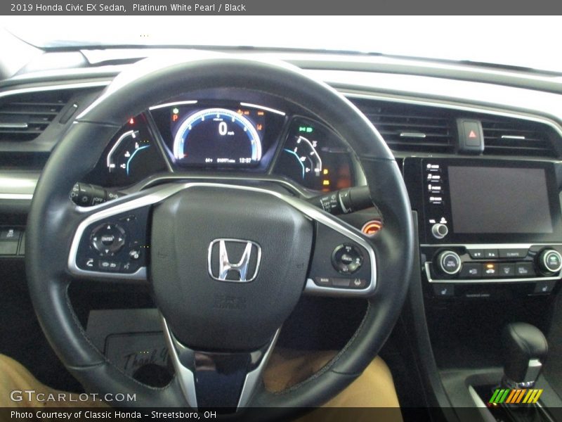 Platinum White Pearl / Black 2019 Honda Civic EX Sedan