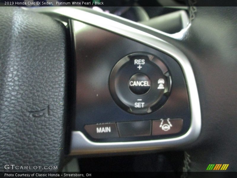 Platinum White Pearl / Black 2019 Honda Civic EX Sedan