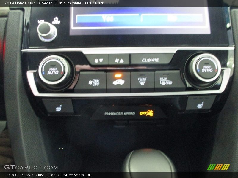Platinum White Pearl / Black 2019 Honda Civic EX Sedan