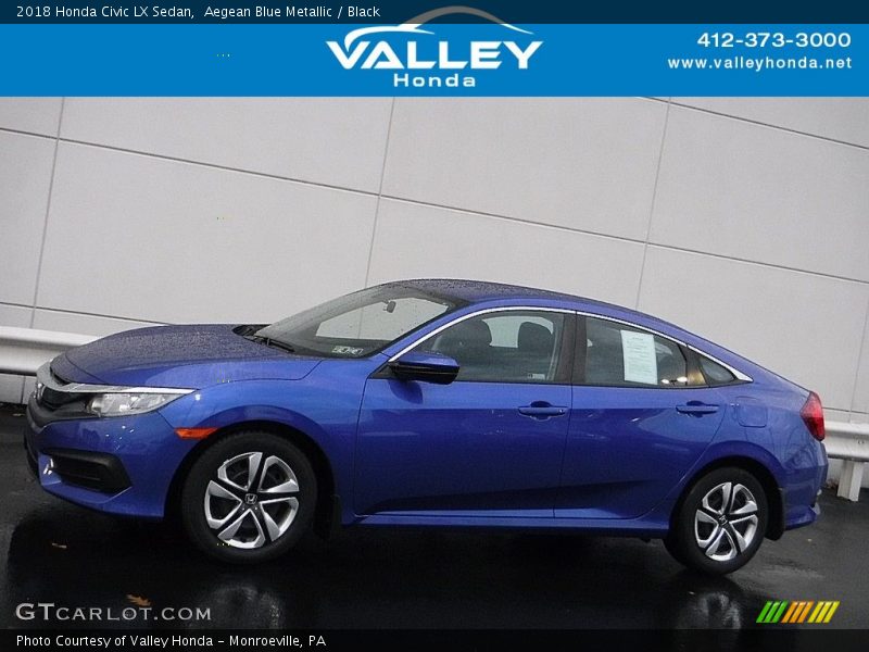 Aegean Blue Metallic / Black 2018 Honda Civic LX Sedan