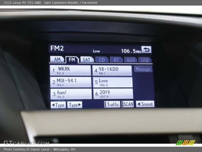 Satin Cashmere Metallic / Parchment 2012 Lexus RX 350 AWD