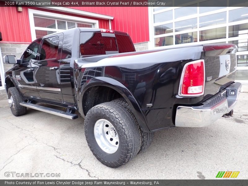 Brilliant Black Crystal Pearl / Black/Diesel Gray 2018 Ram 3500 Laramie Mega Cab 4x4