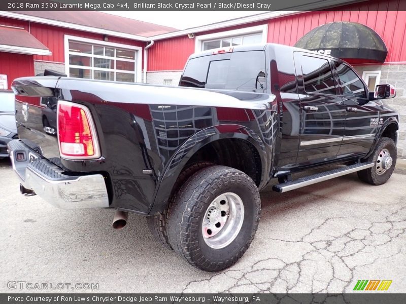 Brilliant Black Crystal Pearl / Black/Diesel Gray 2018 Ram 3500 Laramie Mega Cab 4x4