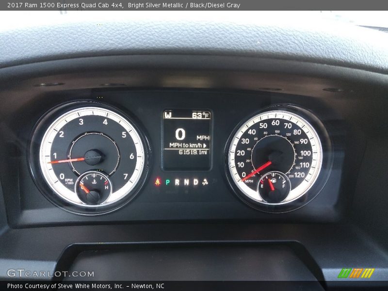Bright Silver Metallic / Black/Diesel Gray 2017 Ram 1500 Express Quad Cab 4x4