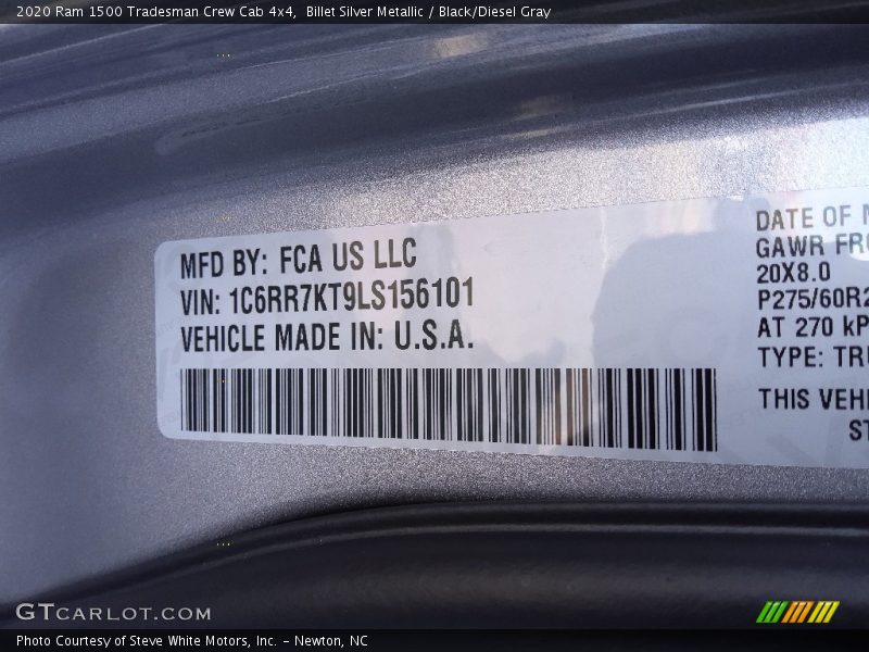 Billet Silver Metallic / Black/Diesel Gray 2020 Ram 1500 Tradesman Crew Cab 4x4