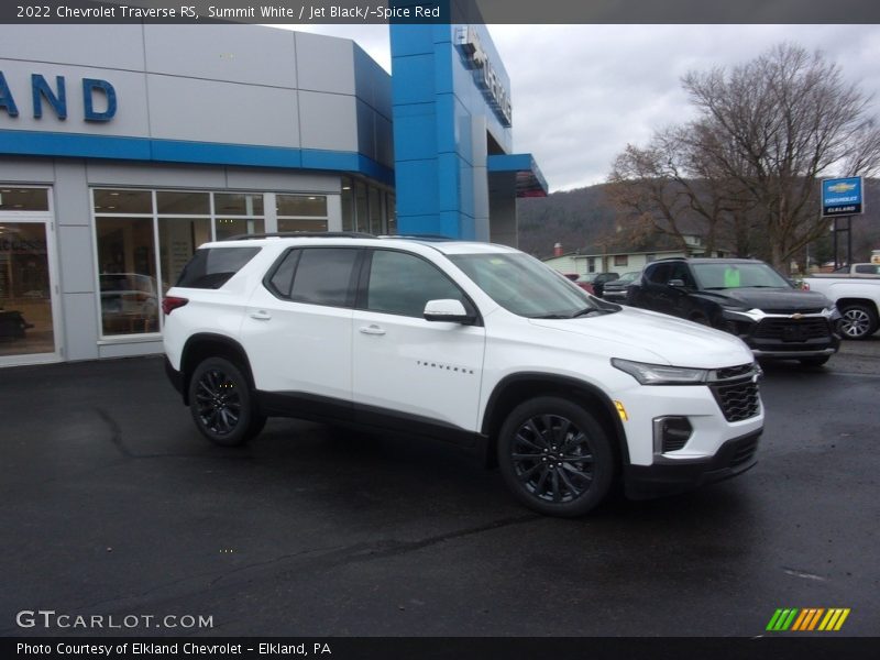 Summit White / Jet Black/­Spice Red 2022 Chevrolet Traverse RS