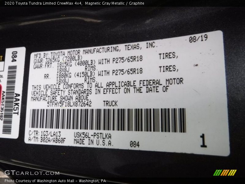 Magnetic Gray Metallic / Graphite 2020 Toyota Tundra Limited CrewMax 4x4