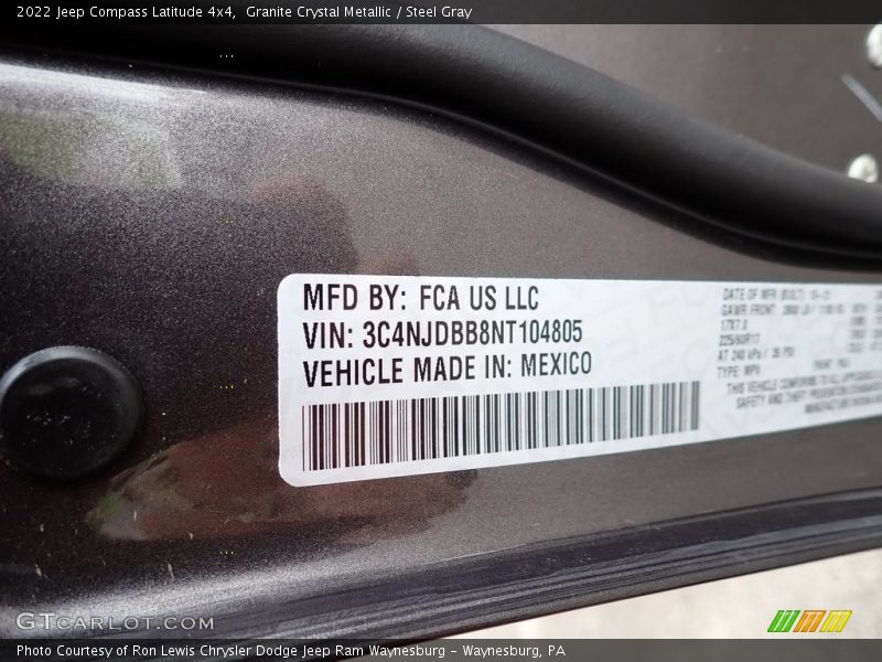 Granite Crystal Metallic / Steel Gray 2022 Jeep Compass Latitude 4x4