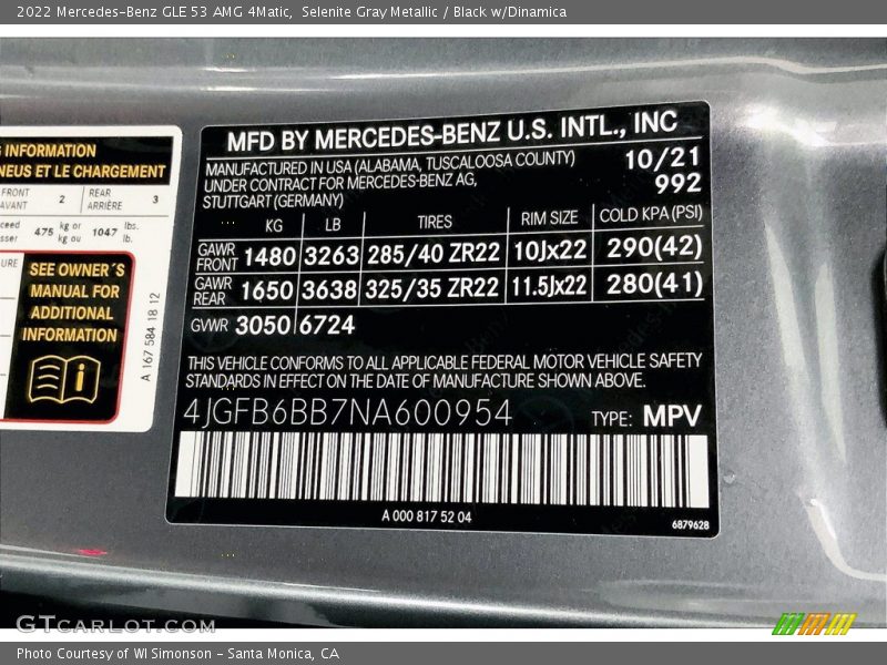 2022 GLE 53 AMG 4Matic Selenite Gray Metallic Color Code 992