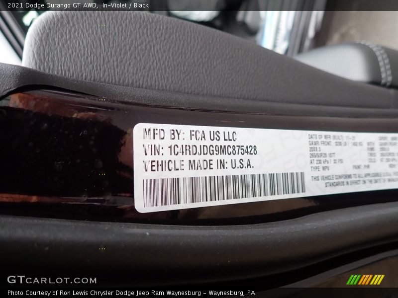 In-Violet / Black 2021 Dodge Durango GT AWD