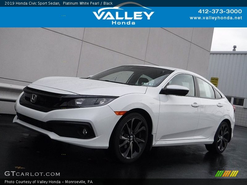 Platinum White Pearl / Black 2019 Honda Civic Sport Sedan