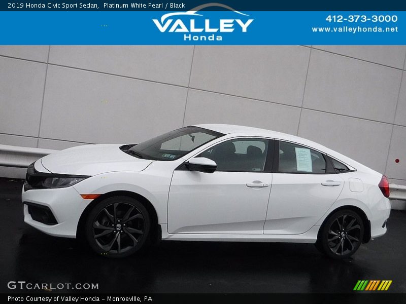Platinum White Pearl / Black 2019 Honda Civic Sport Sedan