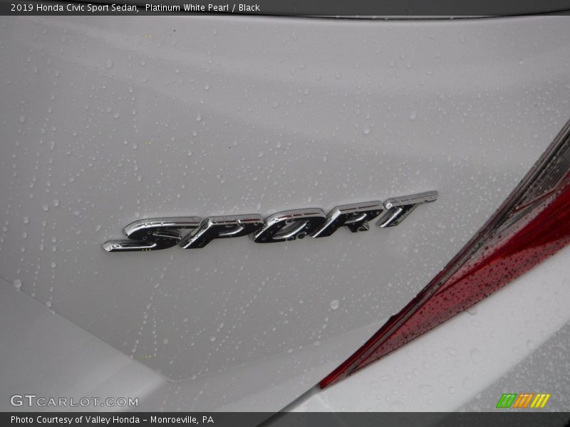 Platinum White Pearl / Black 2019 Honda Civic Sport Sedan