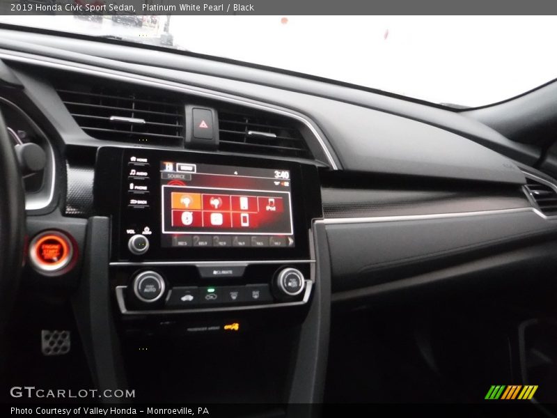 Platinum White Pearl / Black 2019 Honda Civic Sport Sedan