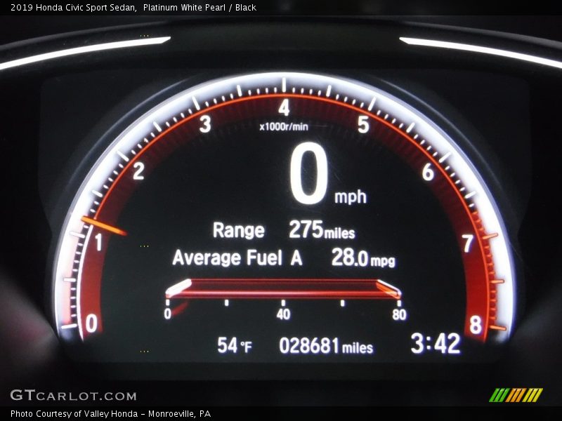 Platinum White Pearl / Black 2019 Honda Civic Sport Sedan