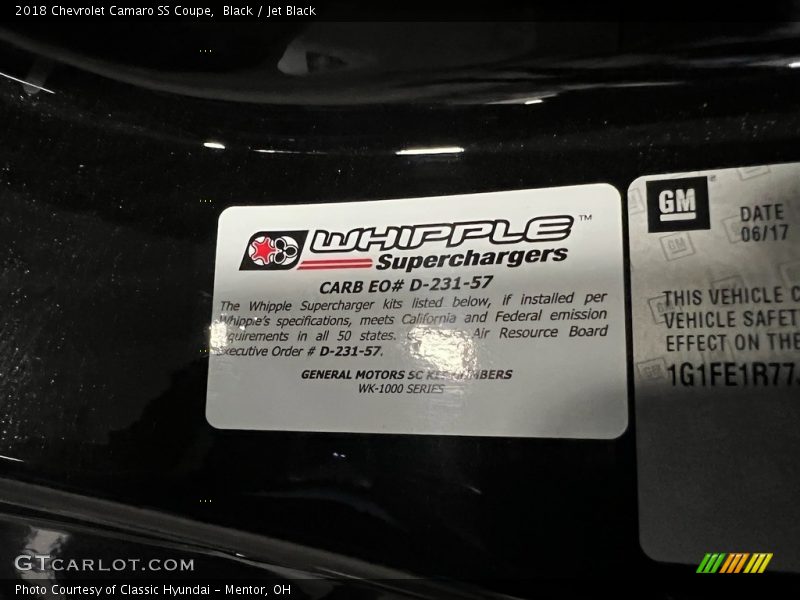 Black / Jet Black 2018 Chevrolet Camaro SS Coupe