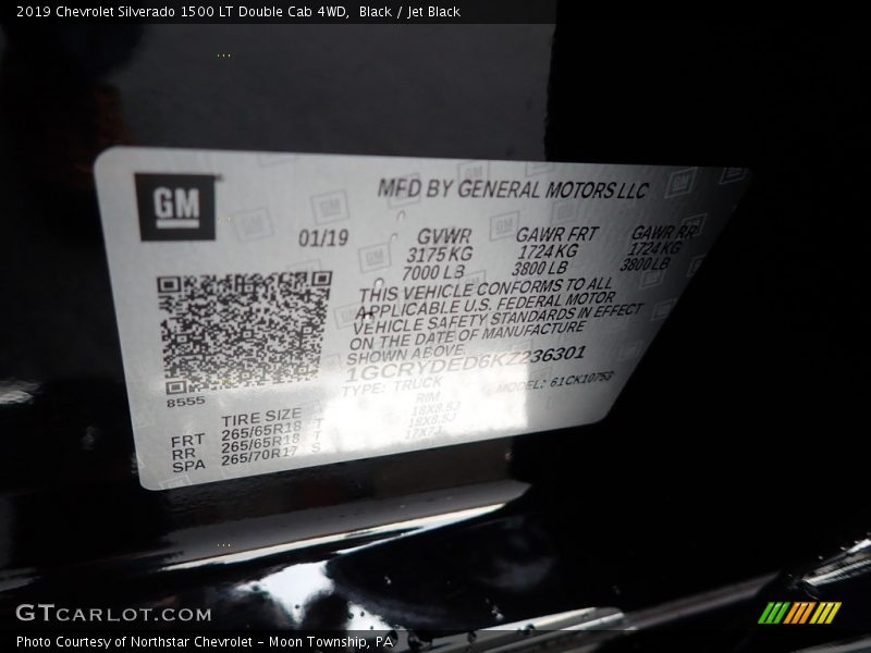 Black / Jet Black 2019 Chevrolet Silverado 1500 LT Double Cab 4WD