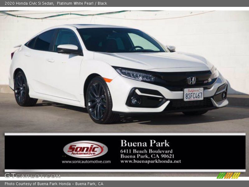 Platinum White Pearl / Black 2020 Honda Civic Si Sedan
