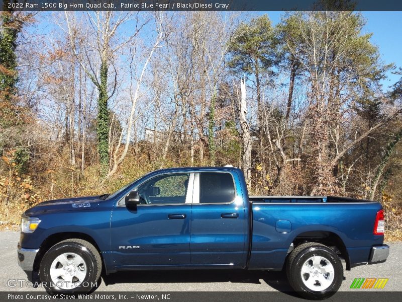 Patriot Blue Pearl / Black/Diesel Gray 2022 Ram 1500 Big Horn Quad Cab