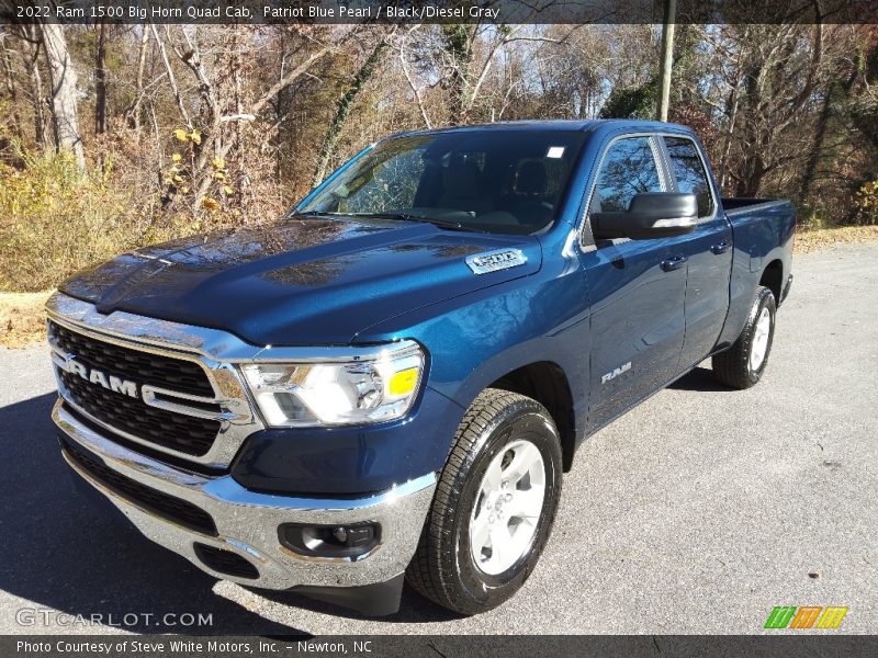 Patriot Blue Pearl / Black/Diesel Gray 2022 Ram 1500 Big Horn Quad Cab