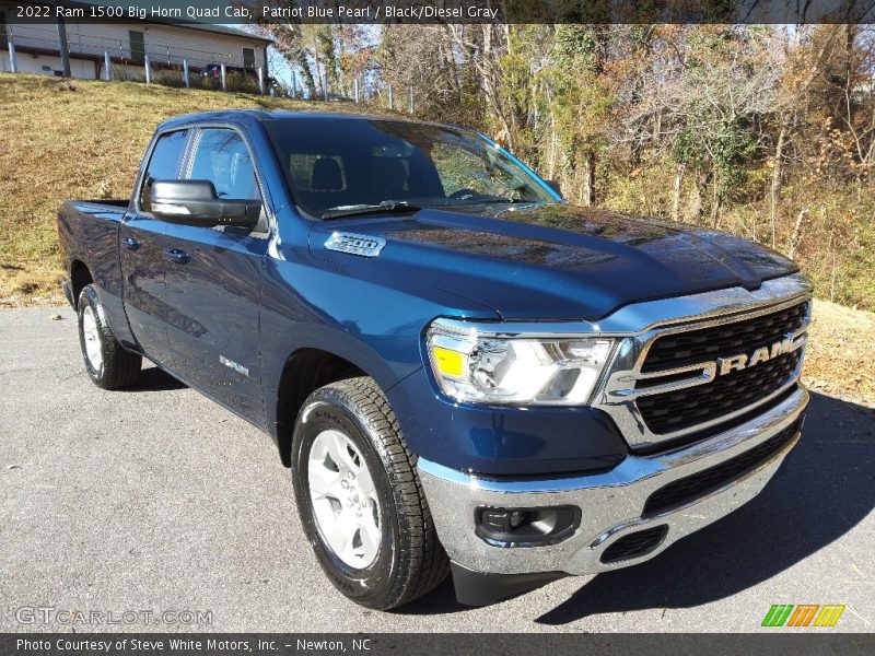 Patriot Blue Pearl / Black/Diesel Gray 2022 Ram 1500 Big Horn Quad Cab