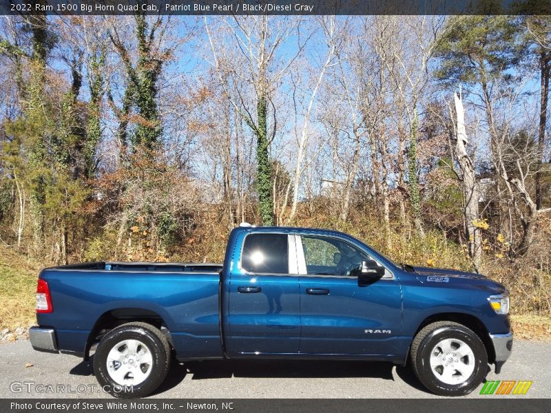 Patriot Blue Pearl / Black/Diesel Gray 2022 Ram 1500 Big Horn Quad Cab