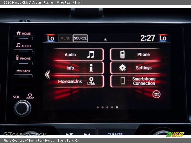 Platinum White Pearl / Black 2020 Honda Civic Si Sedan