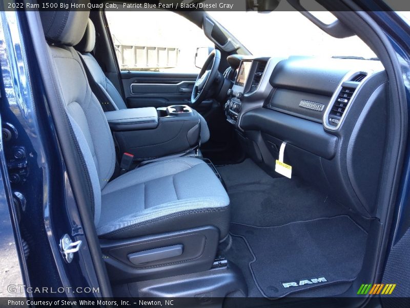 Patriot Blue Pearl / Black/Diesel Gray 2022 Ram 1500 Big Horn Quad Cab