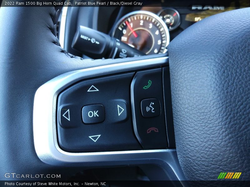 Patriot Blue Pearl / Black/Diesel Gray 2022 Ram 1500 Big Horn Quad Cab