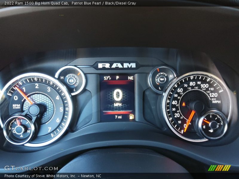 Patriot Blue Pearl / Black/Diesel Gray 2022 Ram 1500 Big Horn Quad Cab
