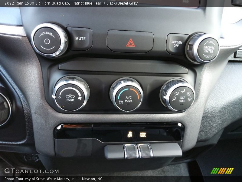 Patriot Blue Pearl / Black/Diesel Gray 2022 Ram 1500 Big Horn Quad Cab